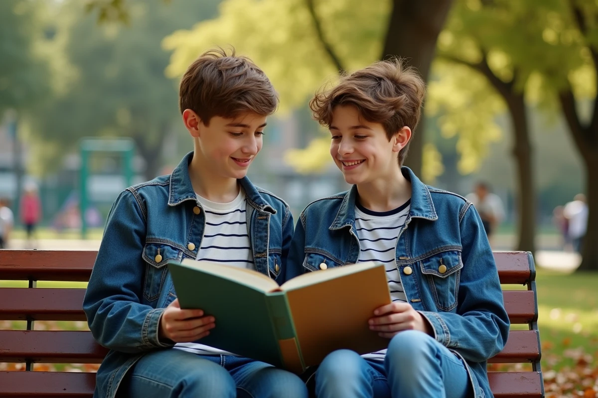 Jeune lisant un livre en plein air dans un parc ensoleille