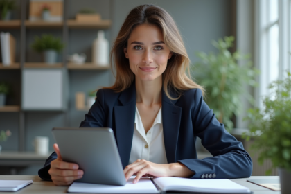 Femme professionnelle organisée dans un bureau moderne