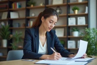 Femme en formation professionnelle lors d'un séminaire