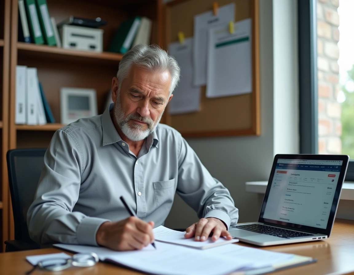 Formateur AFPA préparant ses supports pédagogiques dans un bureau de centre de formation, valorisant son expérience professionnelle
