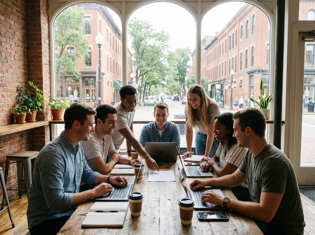 Groupe de jeunes professionnels en coworking
