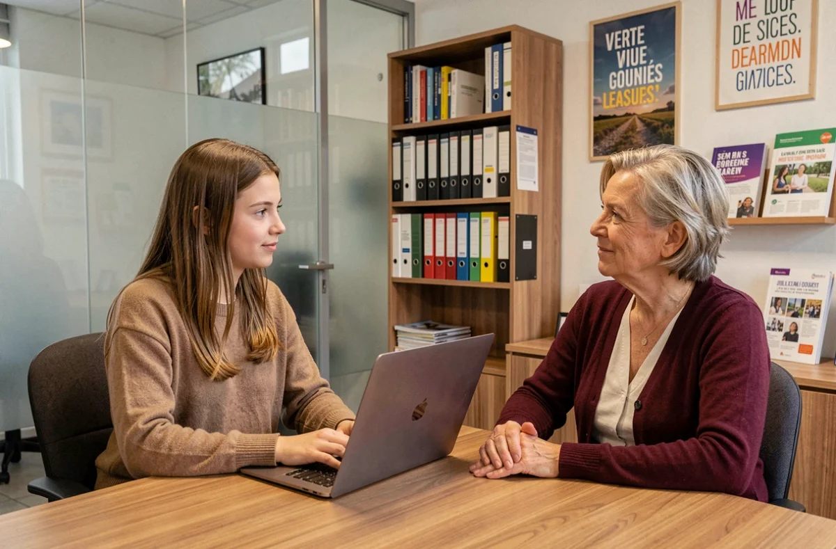 Entretien individuel d'orientation entre une conseillère et une apprentie chez INFREP Pays de la Loire
