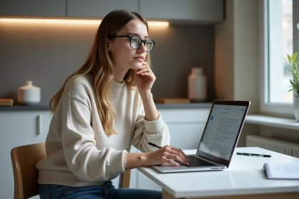 Jeune femme avec ordinateur et code de la route
