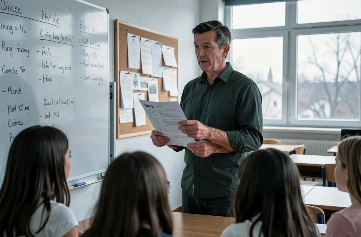 Enseignant expliquant le mode d'emploi d'Entaix à ses élèves dans une salle de classe